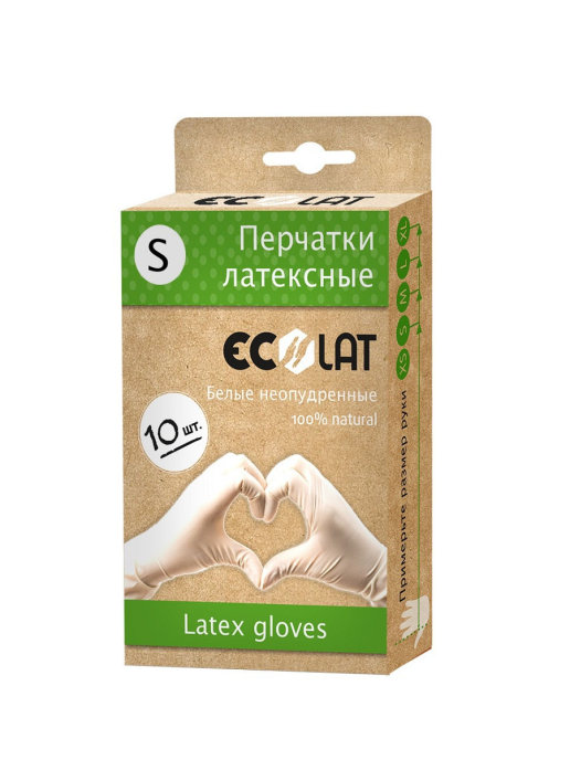 картинка Ecolat Перчатки латекс белые S 10 шт от магазина Одежда+